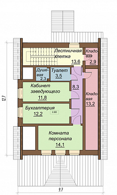 Проект одноэтажного дома под магазин, с мансардой и подвалом / План 2 этажа