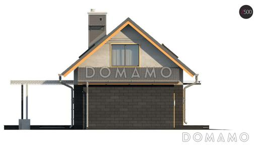 Проект компактного одноэтажного дома из кирпича с ночной зоной на мансардном этаже и с гаражом / Фасад 2