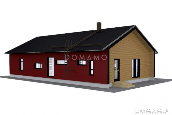 Проект одноэтажного каркасного дома с отдельным входом в небольшую сауну