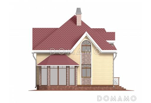 Проект необычного дома с крыльцом на углу / Фасад 1