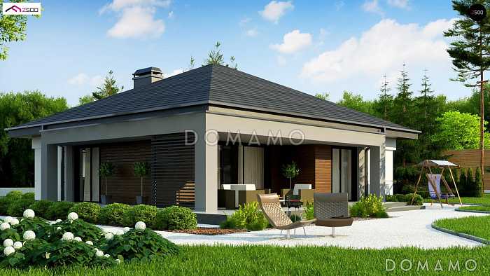 Проект простого комфортного одноэтажного дома из кирпича для небольшой семьи