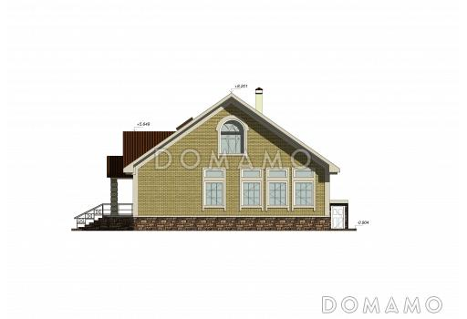 Проект одноэтажного дома с цокольным и мансардным этажами / Фасад 3