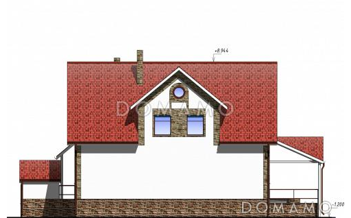 Проект одноэтажного дома под магазин, с мансардой и подвалом / Фасад 4