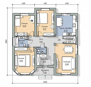 Проект одноэтажного дома в современном стиле / План 1 этажа