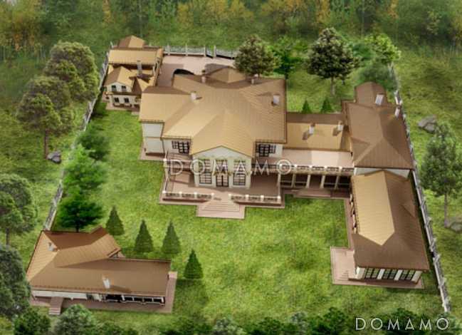 Проект элитного особняка из кирпича с бассейном и сауной на первом этаже