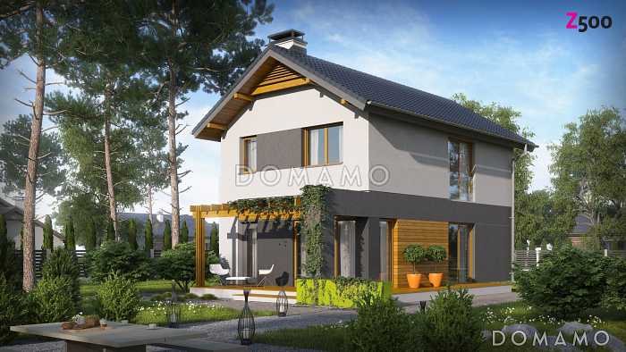 Проект небольшого двухэтажного дома из кирпича с тремя спальнями и балконом