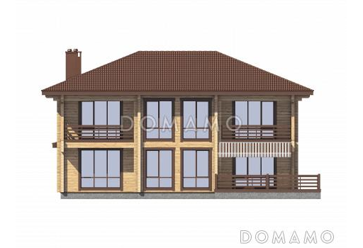 Проект двухэтажного деревянного дома с большой мастер-спальней и двумя лоджиями / Фасад 3
