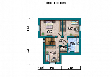 Проект дома с 4 спальнями, просторной ванной и полукруглой верандой / План мансардного этажа