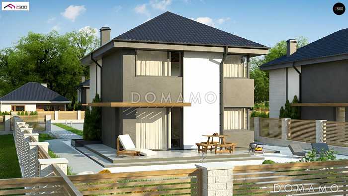 Проект двухэтажного дома из газобетона с дневной зоной на первом этаже и тремя спальнями на втором