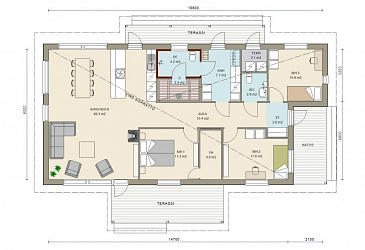 Проект стильного загородного каркасного дома / План 1 этажа