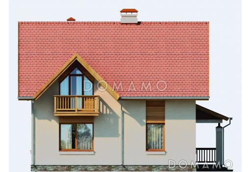 Проект дома из пеноблоков с просторной гостиной и двумя балконами / Фасад 4