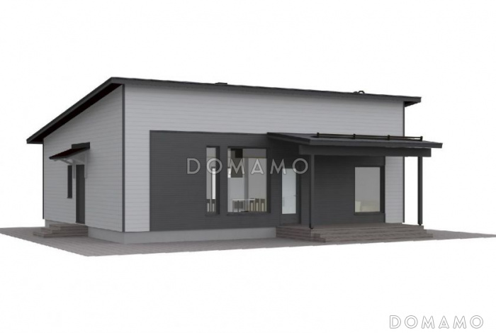 Проект компактного одноэтажного каркасного дома с двумя спальнями