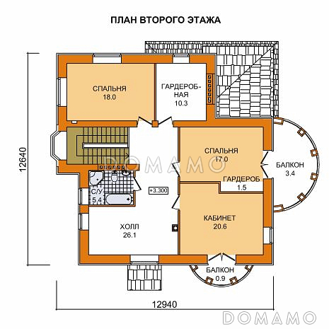 Проект дома из газобетона для неровных участков / План 2 этажа