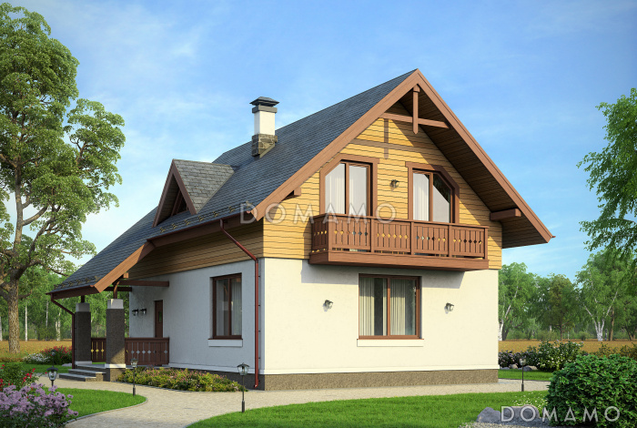 Проект небольшого дома из пеноблоков с интересной отделкой