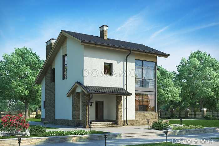 Проект дома с террасами, мансардными окнами, кухней-столовой