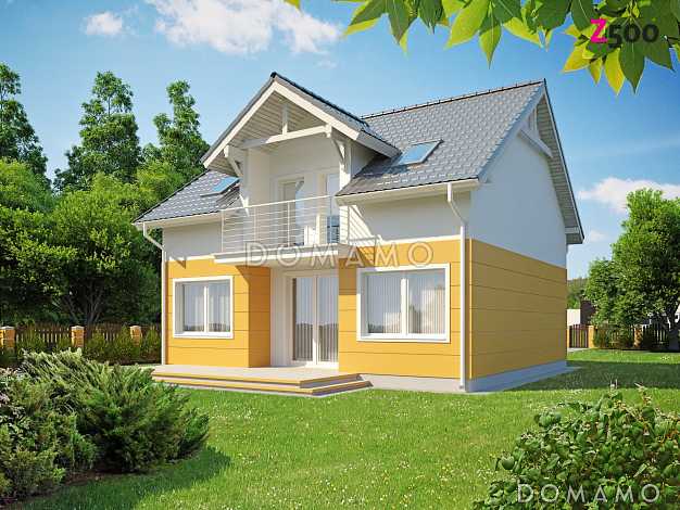 Проект одноэтажного мансардного дома из газобетона с кабинетом и балконом