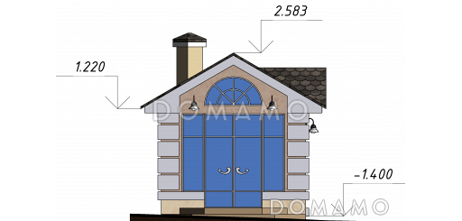 Проект закрытой беседки с панорамными окнами / Фасад 1