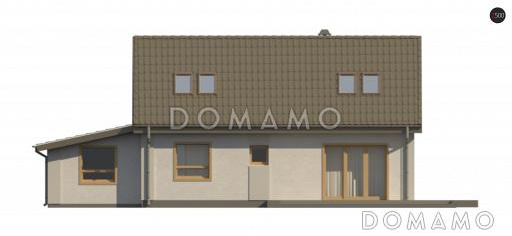 Проект одноэтажного дома из кирпича с тремя спальнями на мансардном этаже и гаражом / Фасад 2