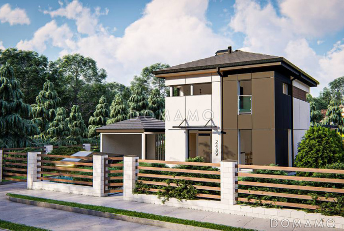 Проект двухэтажного дома с террасой, кухней-столовой, тремя спальнями