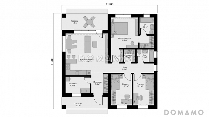 Квадра S Моно / План 1 этажа