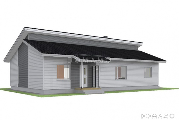 Проект каркасного дома с нестандартной двускатной крышей