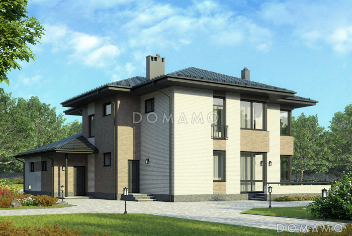 Проект дома из газобетона с большим гаражом