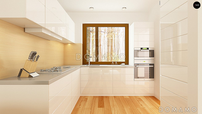 Проект компактного одноэтажного дома небольшой площади из газобетона с двумя спальнями 