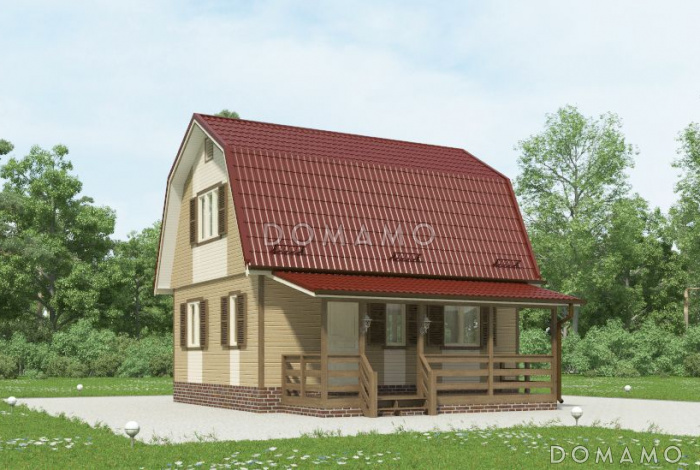 Проект каркасного дома с двухцветной отделкой фасада