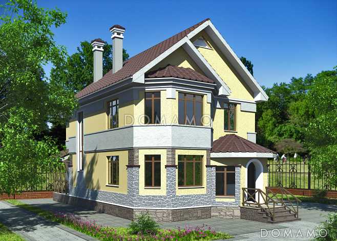 Проект небольшого кирпичного дома с выразительным обликом главного фасада