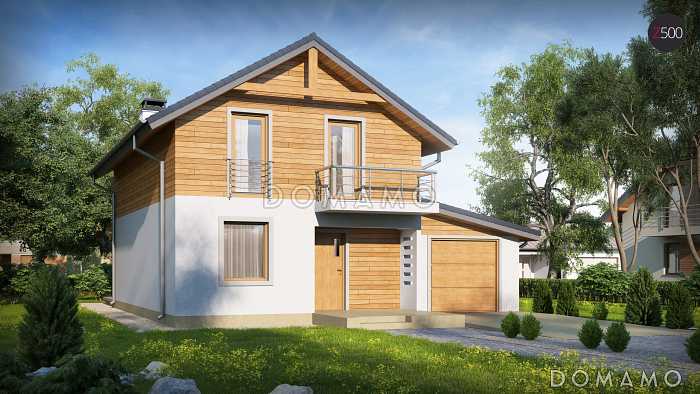 Проект двухэтажного дома из газобетона с кабинетом и гаражом справа