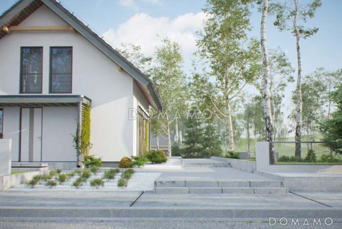 Проект компактного одноэтажного мансардного дома из кирпича с тремя спальнями и кабинетом