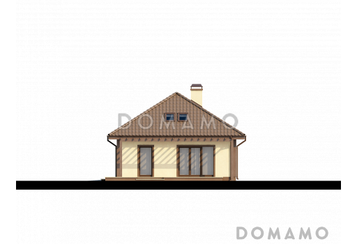 Проект просторного мансардного дома из кирпича со спальней на первом этаже и с двумя на втором / Фасад 4