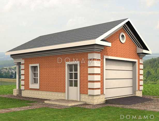 Проект гаража без подвала с навесом для дров