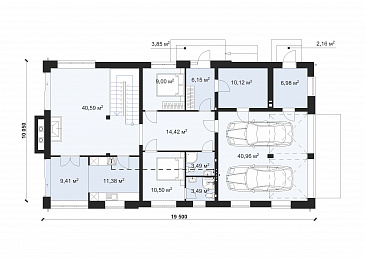 Проект эргономичного дома с гаражом на две машины S-258 / План 1 этажа