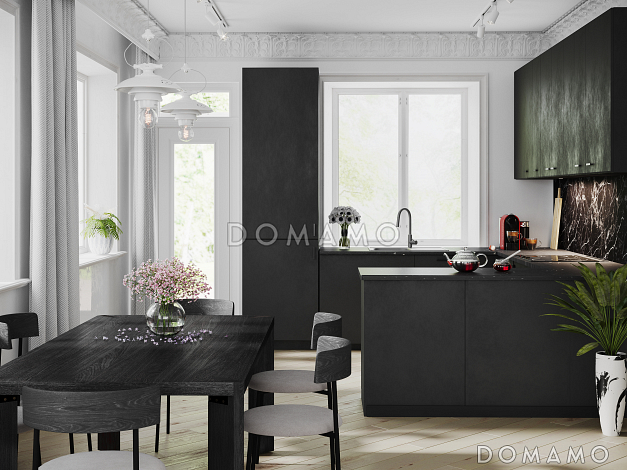 Проект одноэтажного дома из кирпича с гаражом, террасой, детскими комнатами