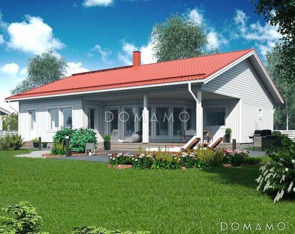 Проект каркасного дома с полукруглым эркером