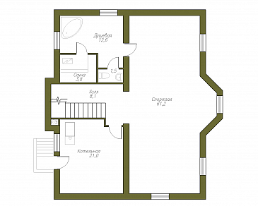Проект кирпичного коттеджа с подвалом и мансардой / План цокольного этажа