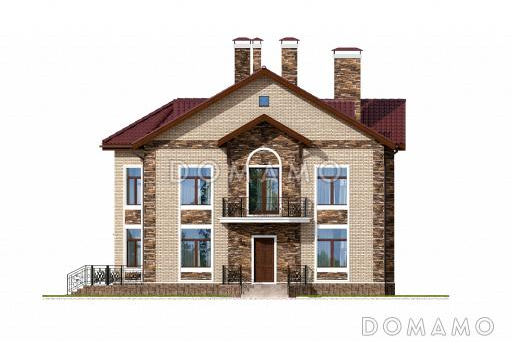 Проект дома из пеноблоков с бильярдной и небольшой сауной / Фасад 1