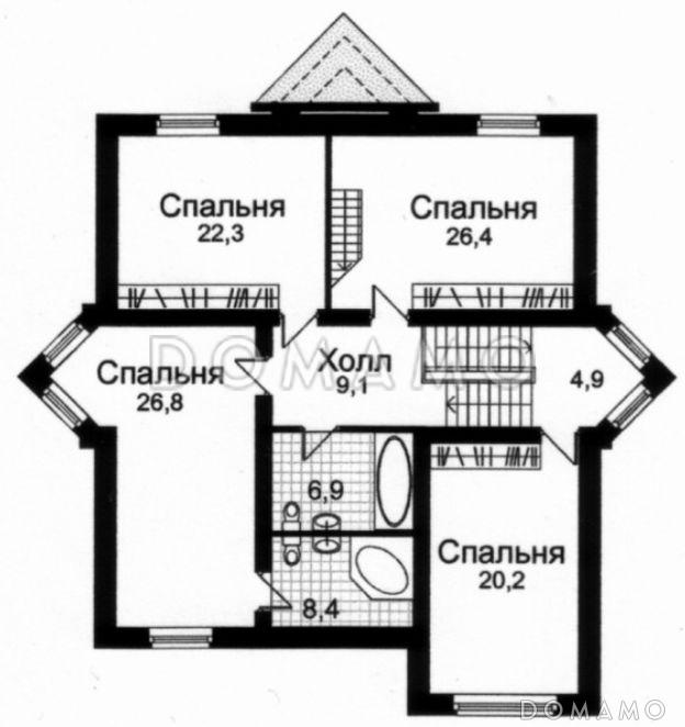 Проект кирпичного дома с гаражом и сауной / План мансардного этажа