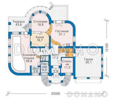 Проект жилого дома с гаражом / План 1 этажа