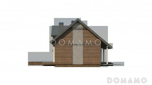 Проект увеличенного одноэтажного мансардного дома из газобетона с гаражом и большим фронтонным окном / Фасад 1