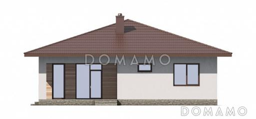 Проект одноэтажного дома из пенобетона с тремя спальнями, шатровой крышей и комбинированной облицовкой / Фасад 3