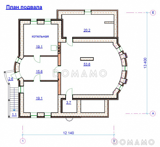 Проект  дома с подвалом / План цокольного этажа