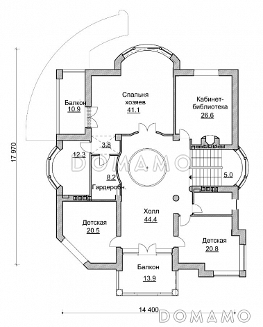 Проект коттеджа в стиле модерн с парадным балконом / План 2 этажа