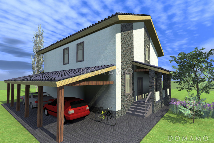 Проект коттеджа с оштукатуренными стенами