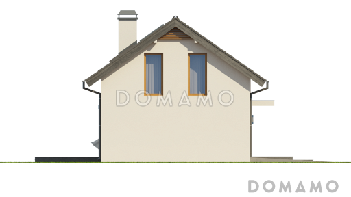 Проект одноэтажного дома с мансардным этажом из кирпича с четырьмя спальнями, кабинетом и и гаражом / Фасад 1