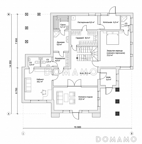 Проект дома в Альпийском стиле / План цокольного этажа