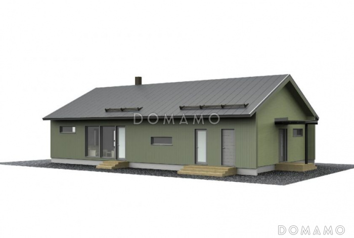 Проект одноэтажного каркасного дома с небольшой кухонной зоной