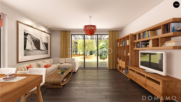 Проект классического одноэтажного дома из кирпича с тремя спальнями и светлой гостиной