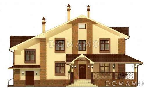 Проект одноэтажного дома с мансардным этажом и подвалом / Фасад 1